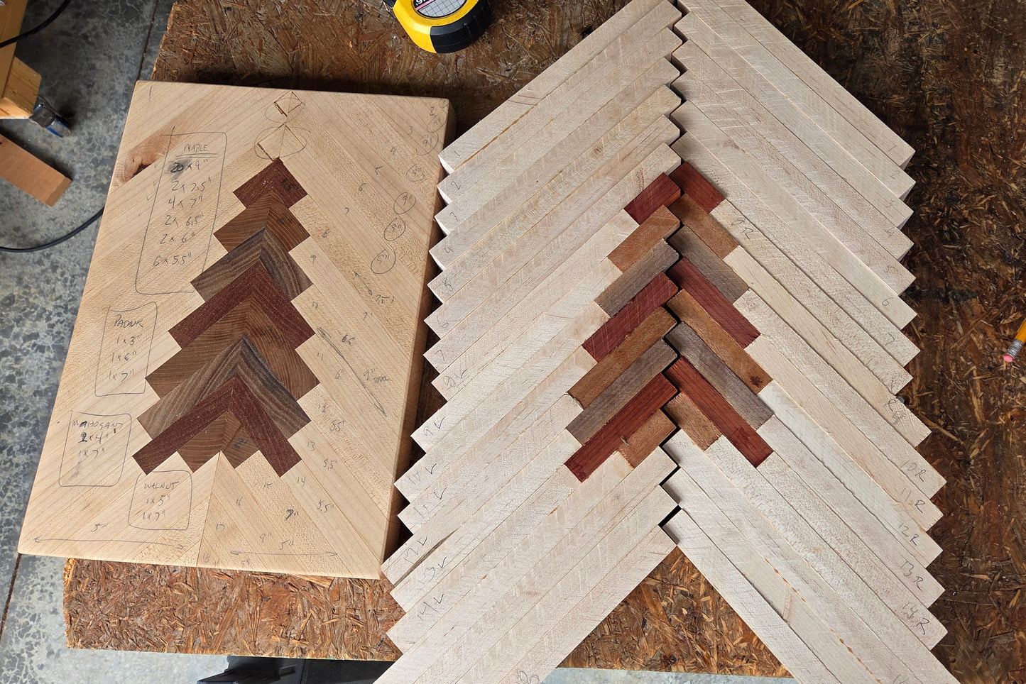 Custom Reversible Chevron Christmas Tree Cutting Board | Maple, Walnut, Mahogany & Cherry