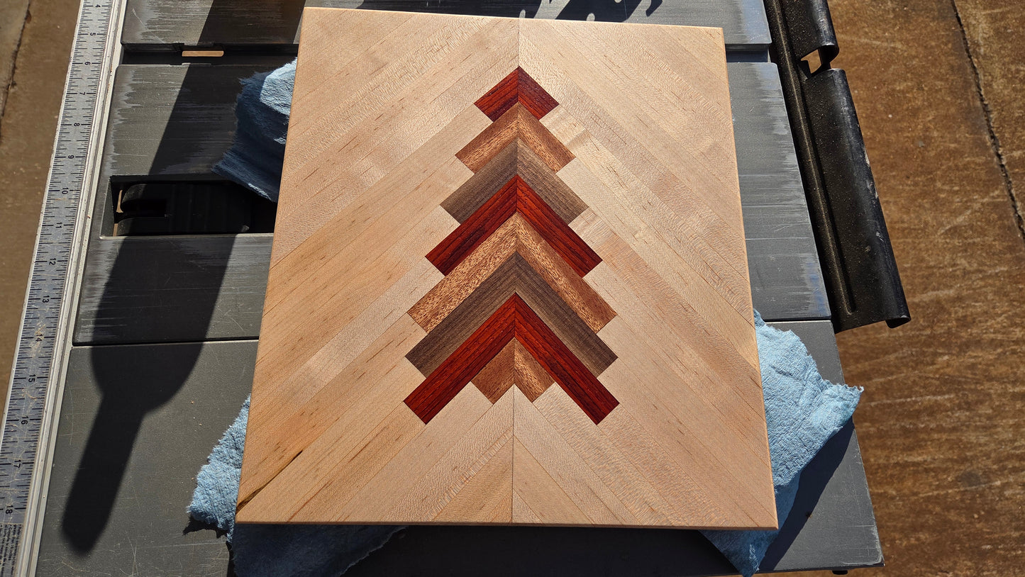 Custom Reversible Chevron Christmas Tree Cutting Board | Maple, Walnut, Mahogany & Cherry