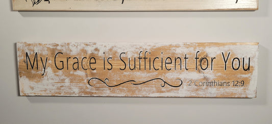 My Grace Distressed White Wood Sign