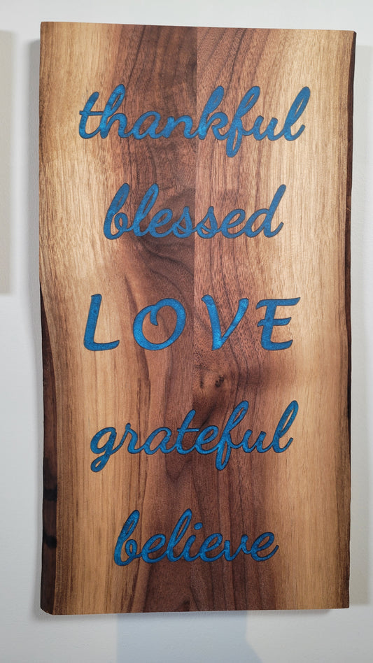 Thankful - Love - Walnut Epoxy Inlay